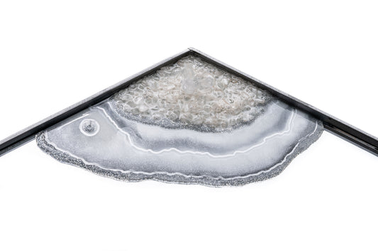 Espejo hexagonal plateado