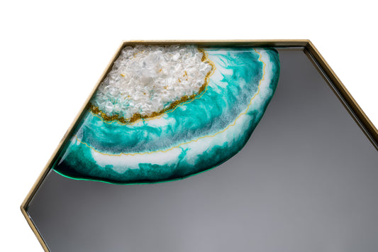 Espejo hexagonal verde